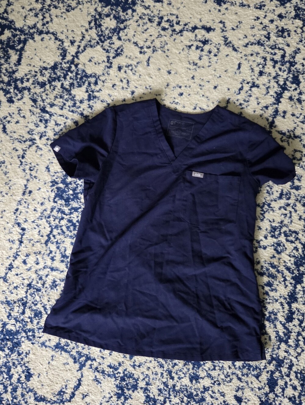 Figs Navy Short Sleeve V-Neck Scrub Top